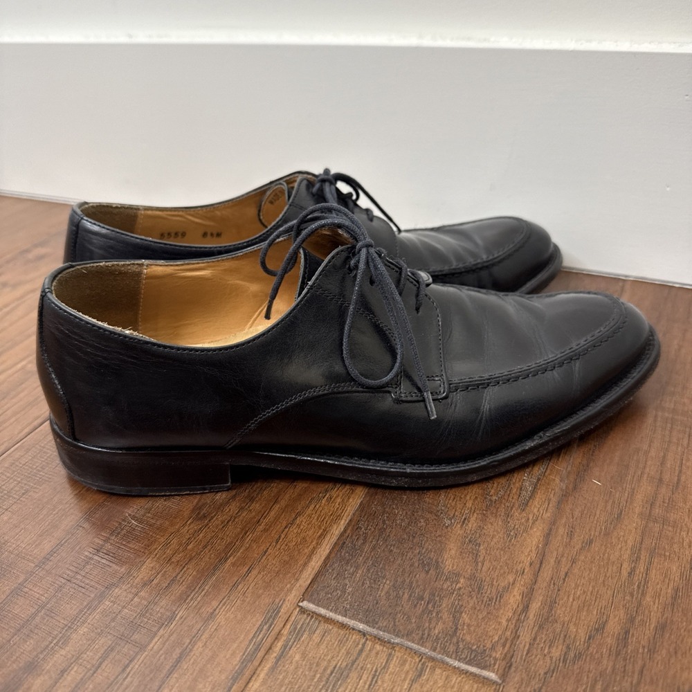 Mercanti Florentini Leather Oxford Dress Shoes Men 8.5M Black Made in Italy Lace